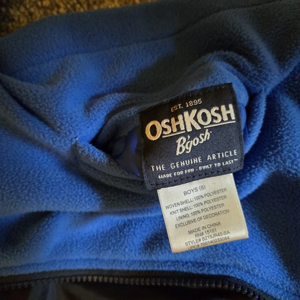 OshKosh B'gosh Childs Blue and Black Fleece Jacket with Sporty Design